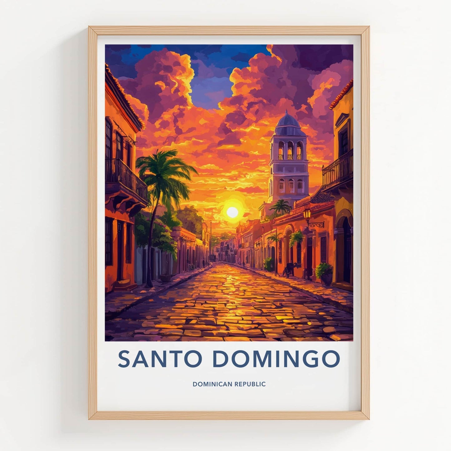 Santo Domingo Poster - Dominican Republic Travel Art - Vibrant City Sunset Home Decor
