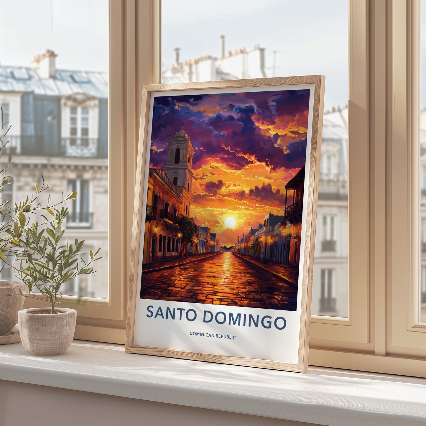 Santo Domingo Poster - Dominican Republic Travel Art - Vibrant Street Sunset Home Decor