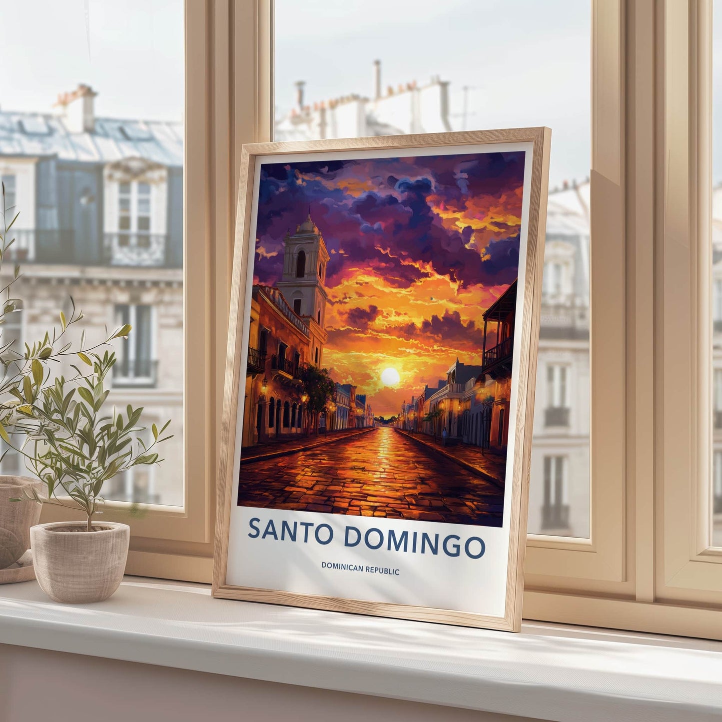 Santo Domingo Poster - Dominican Republic Travel Art - Vibrant Street Sunset Home Decor