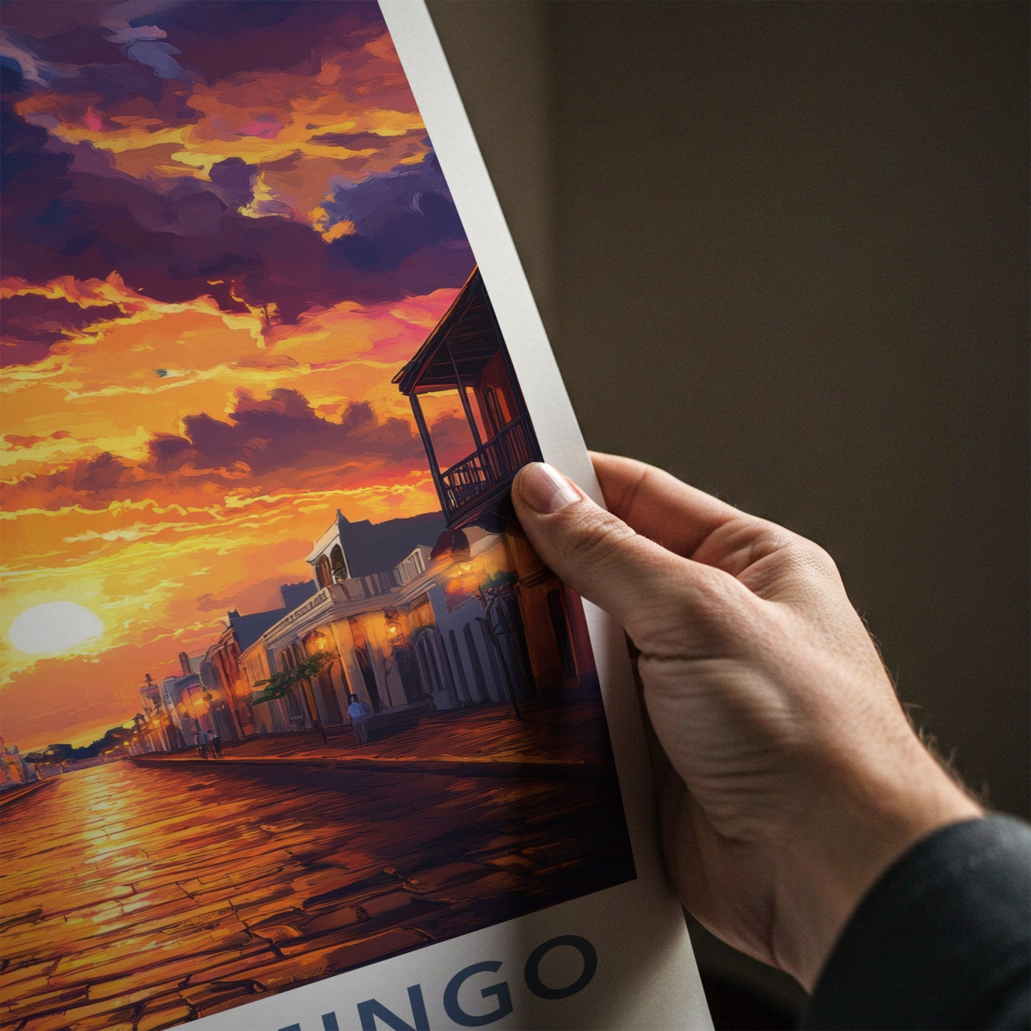 Santo Domingo Poster - Dominican Republic Travel Art - Vibrant Street Sunset Home Decor