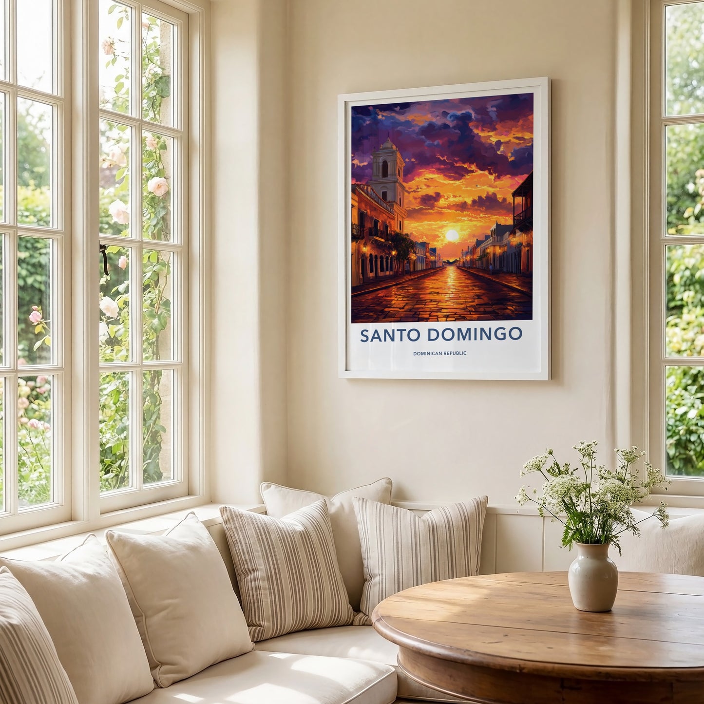 Santo Domingo Poster - Dominican Republic Travel Art - Vibrant Street Sunset Home Decor
