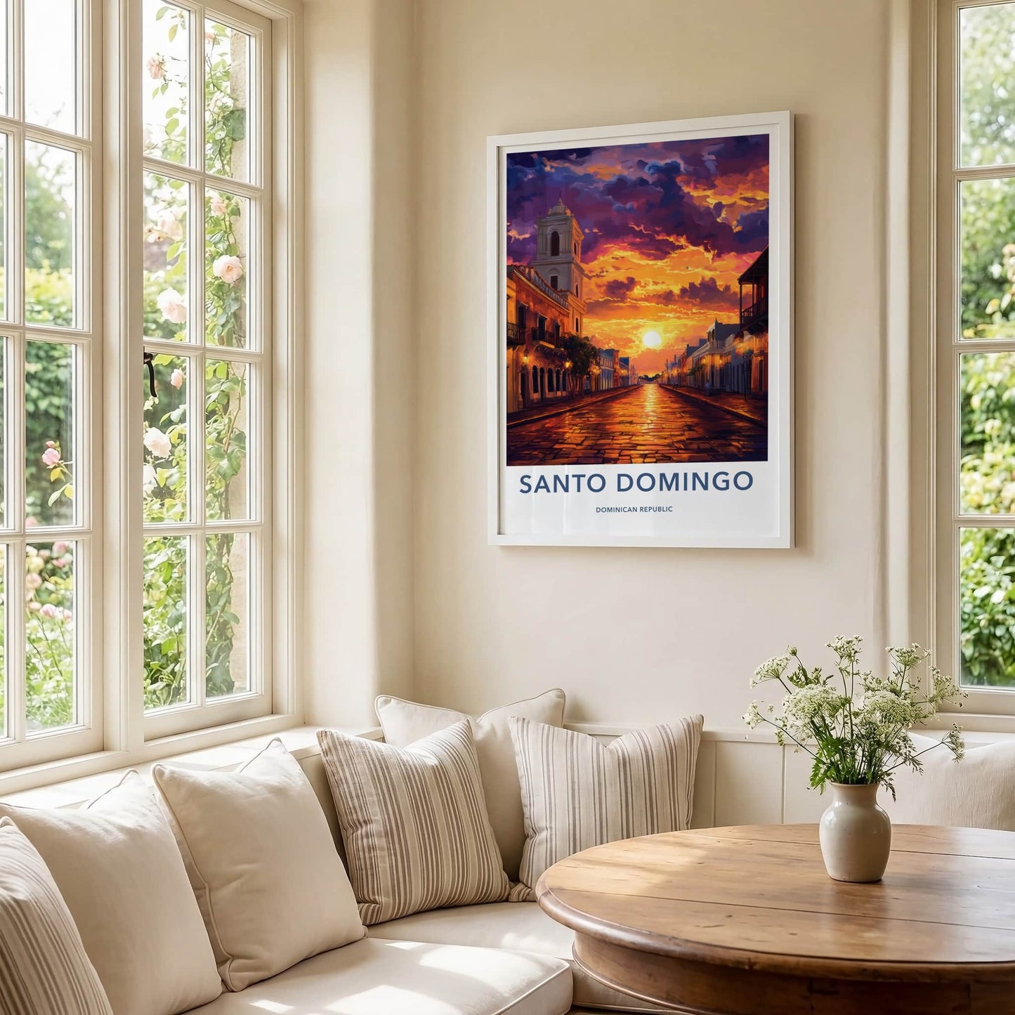 Santo Domingo Poster - Dominican Republic Travel Art - Vibrant Street Sunset Home Decor