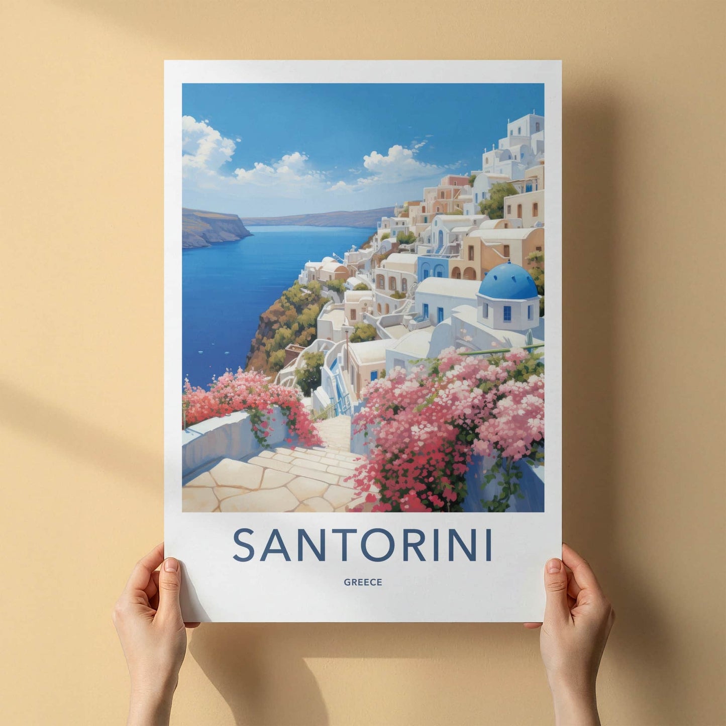 Santorini Poster - Greece Travel Art - Island Townscape View Home Decor