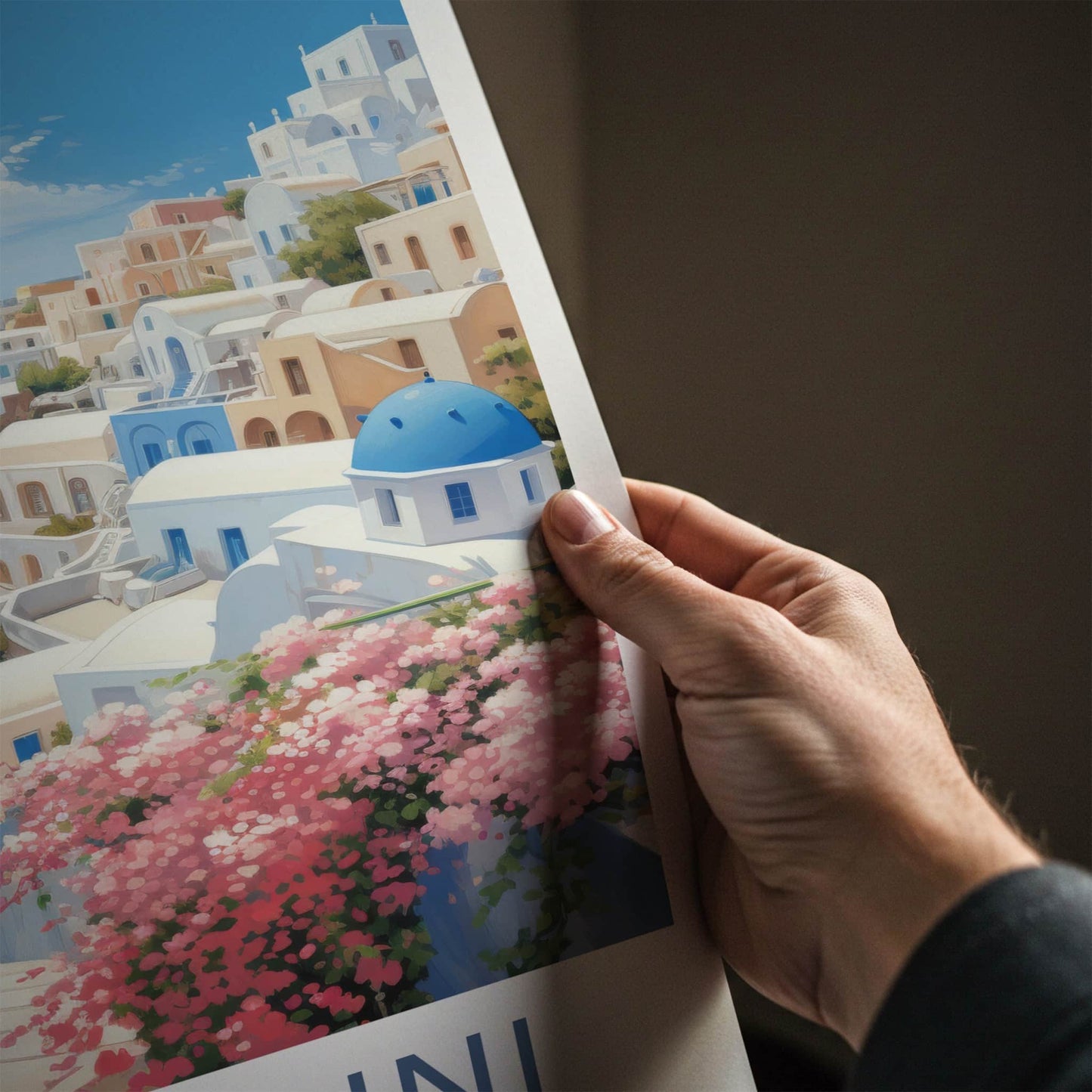 Santorini Poster - Greece Travel Art - Island Townscape View Home Decor