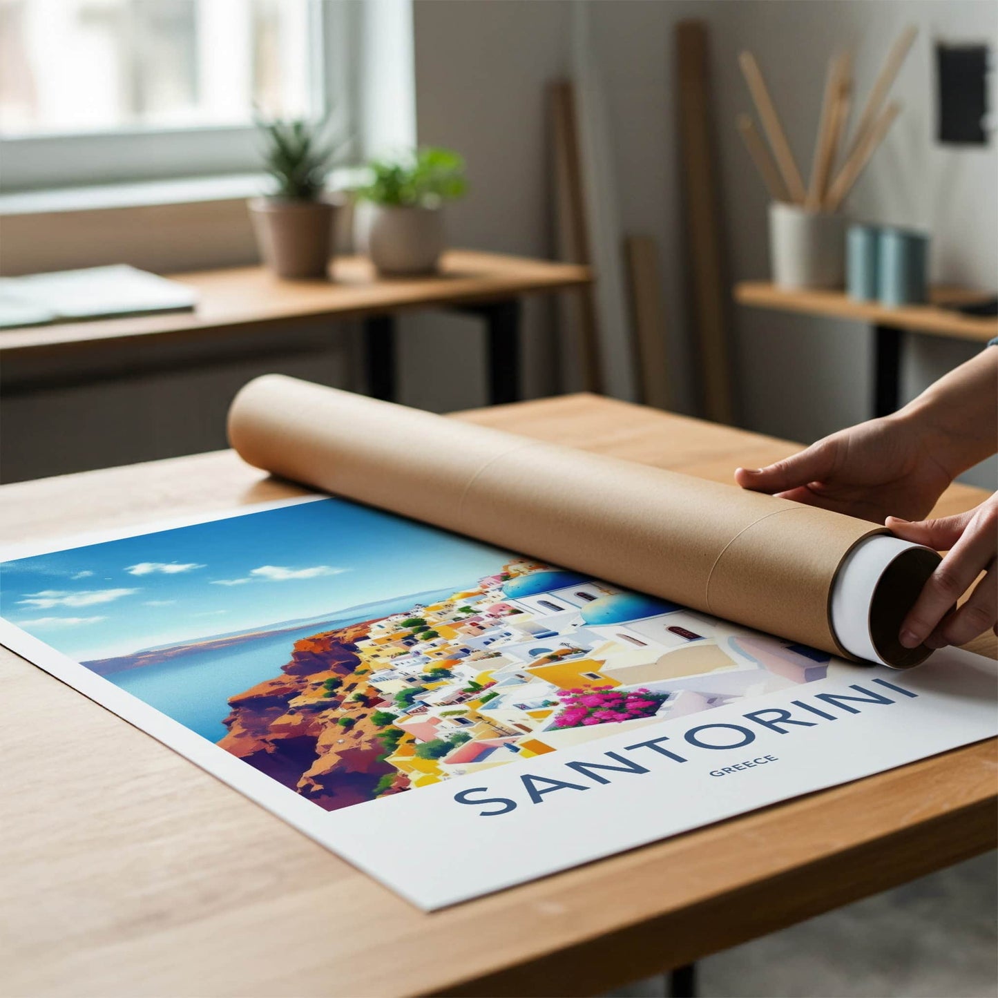Santorini Poster - Greece Travel Art - Mediterranean Coast Home Decor