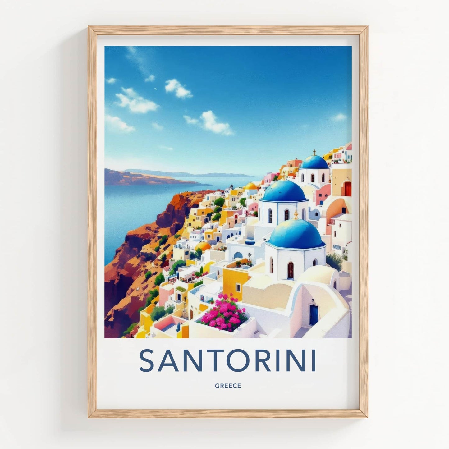 Santorini Poster - Greece Travel Art - Mediterranean Coast Home Decor