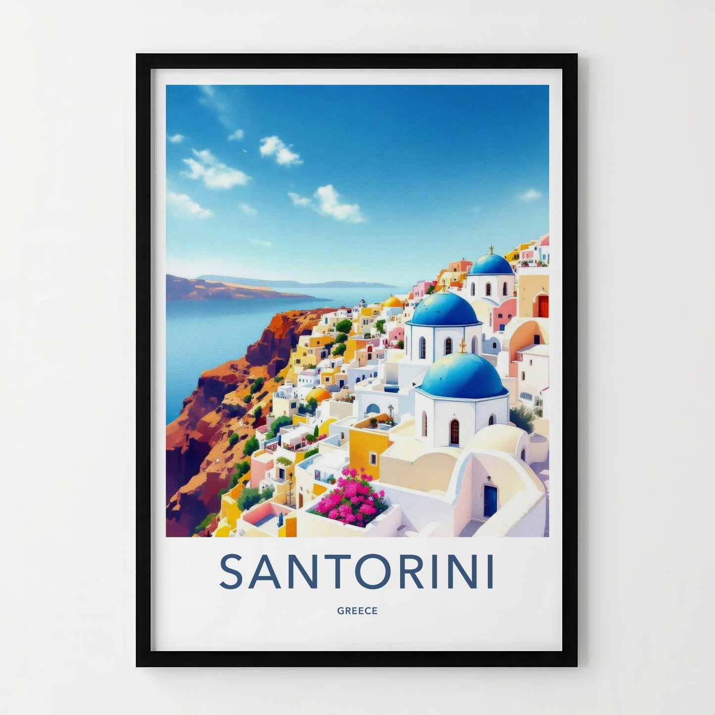 Santorini Poster - Greece Travel Art - Mediterranean Coast Home Decor