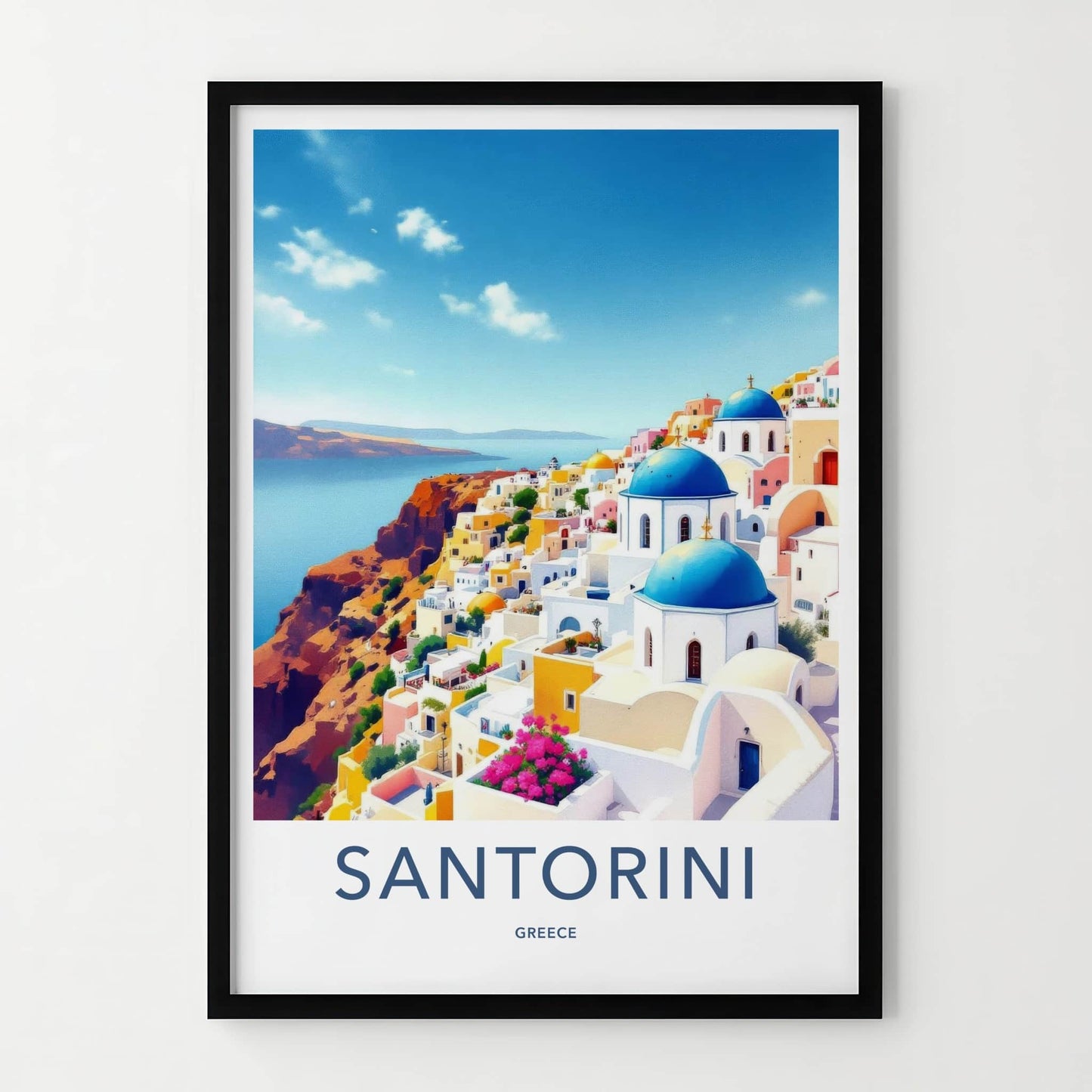 Santorini Poster - Greece Travel Art - Mediterranean Coast Home Decor