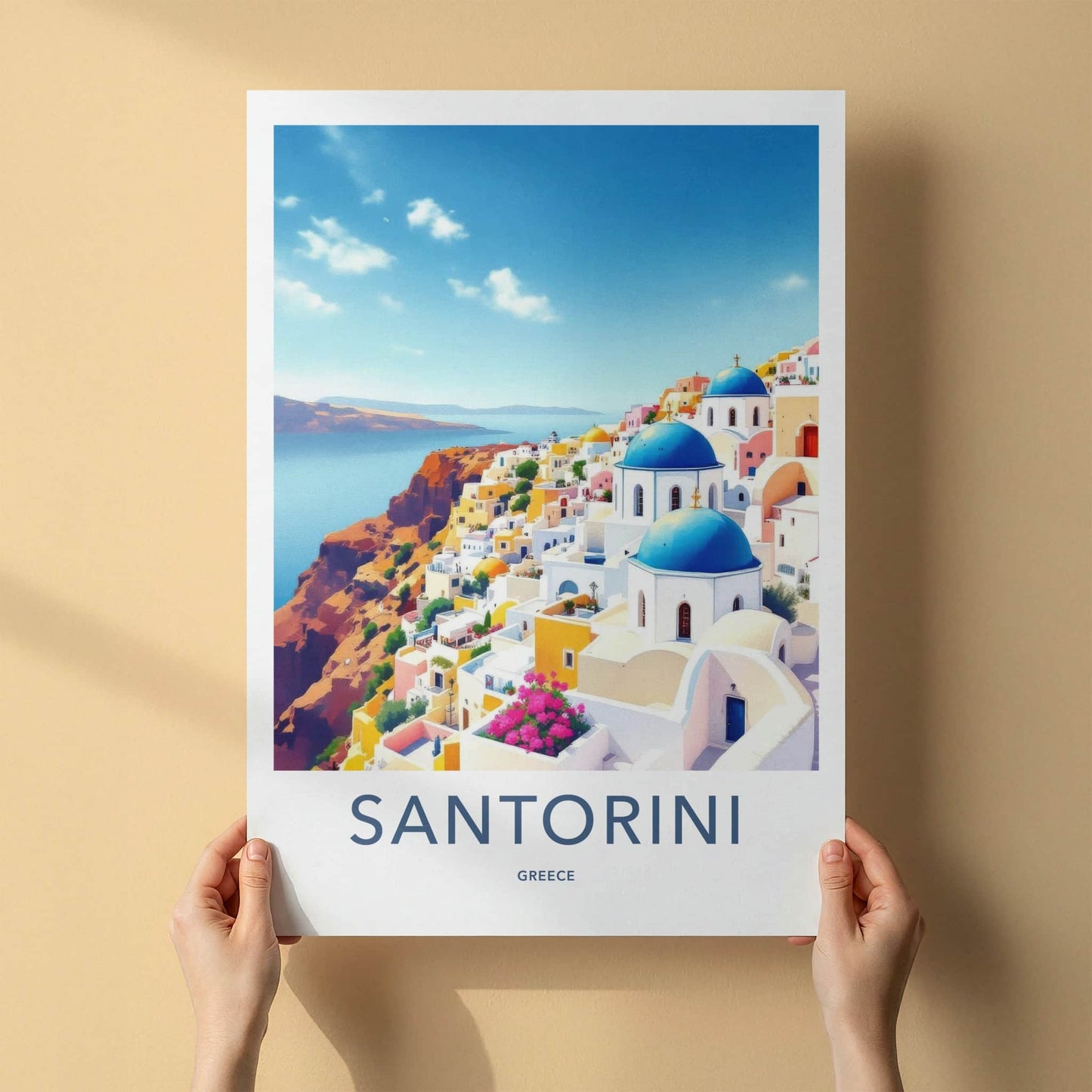 Santorini Poster - Greece Travel Art - Mediterranean Coast Home Decor