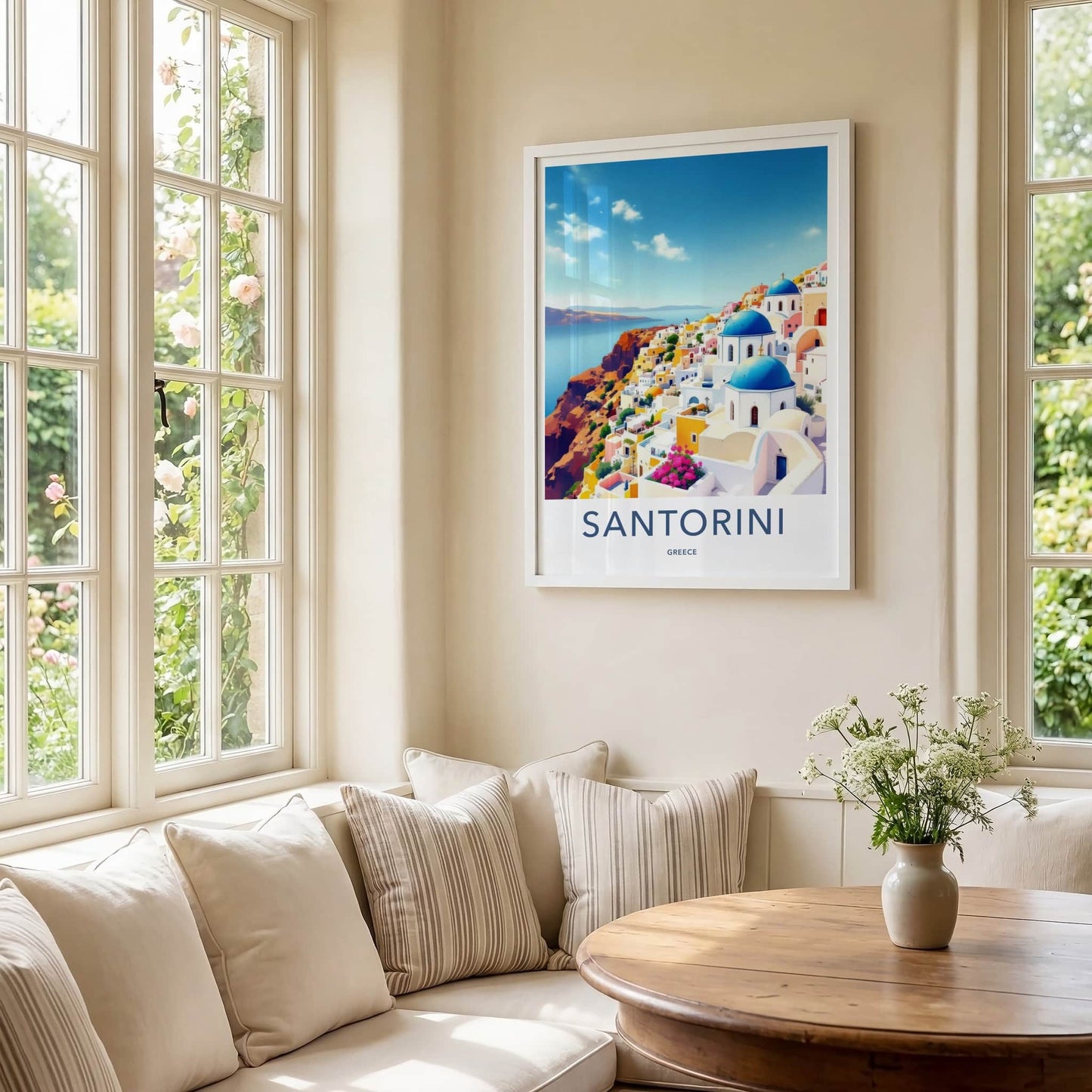 Santorini Poster - Greece Travel Art - Mediterranean Coast Home Decor