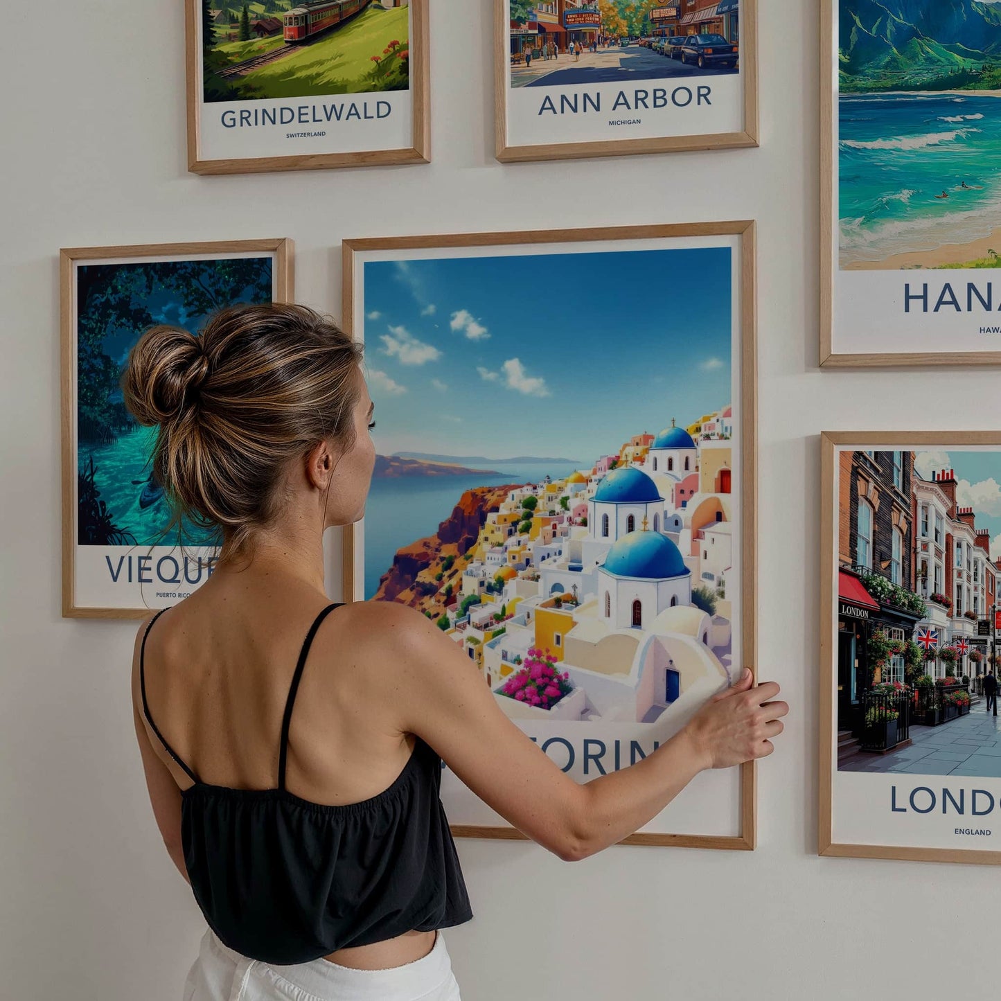 Santorini Poster - Greece Travel Art - Mediterranean Coast Home Decor