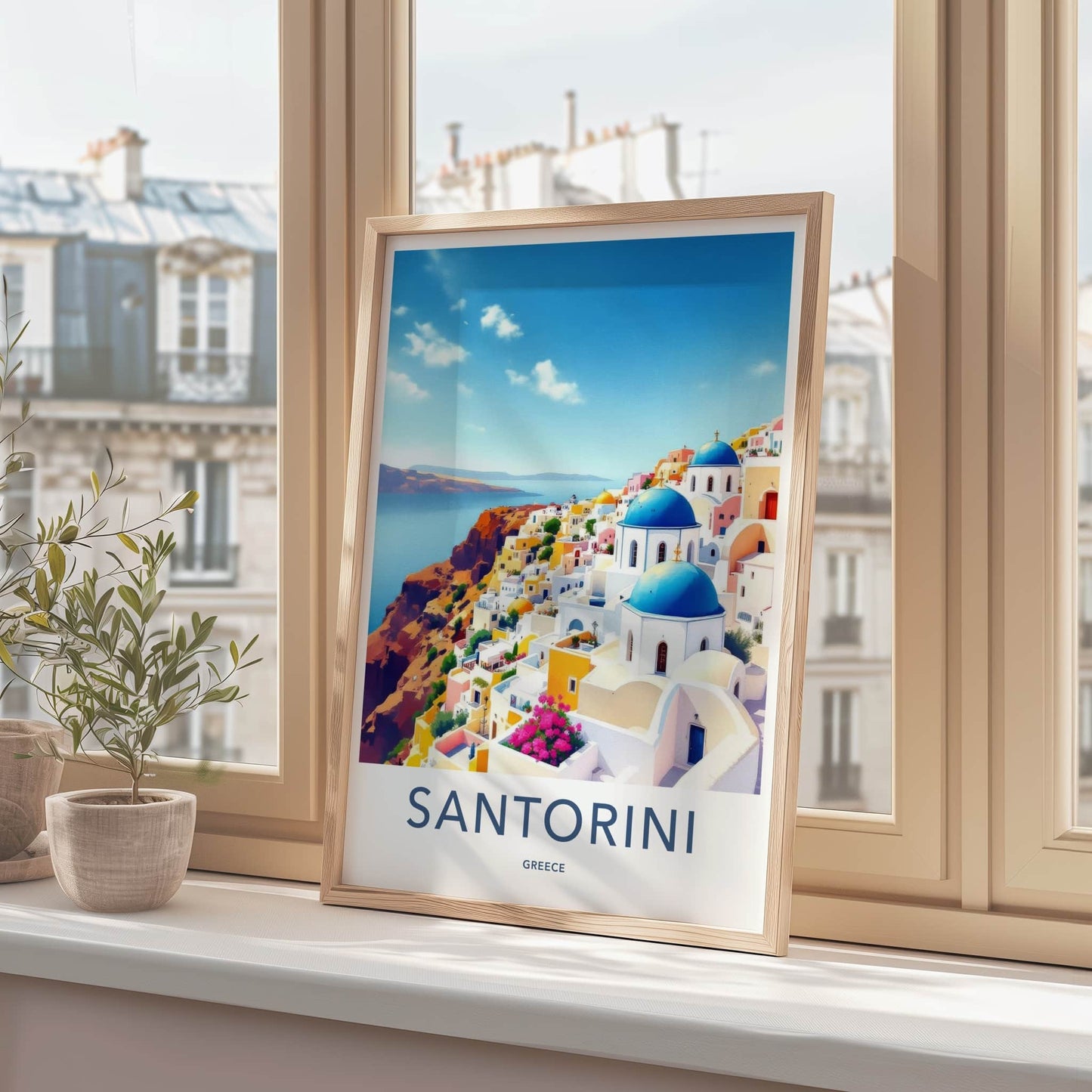 Santorini Poster - Greece Travel Art - Mediterranean Coast Home Decor