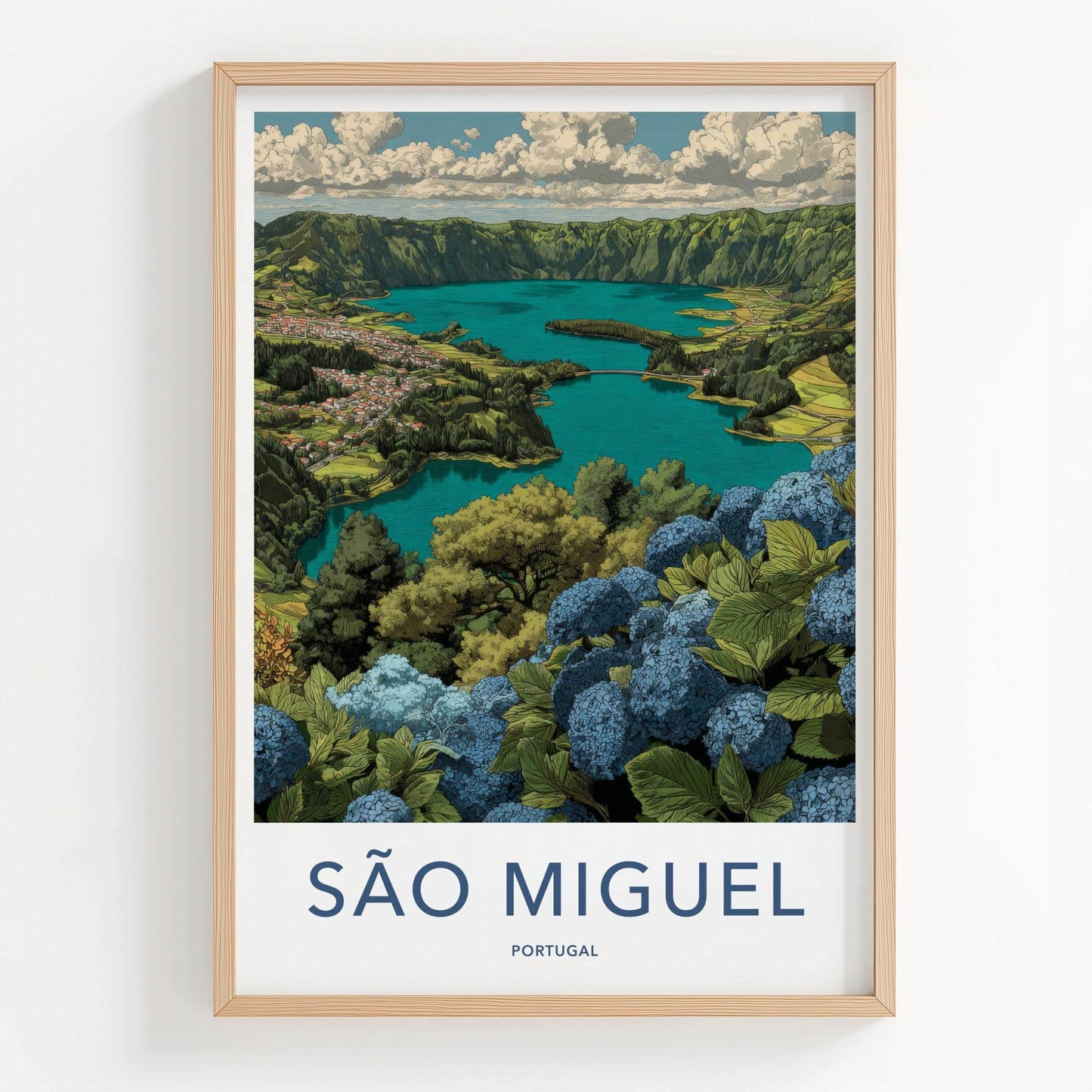 Sao Miguel Poster - Portugal Art Print - Volcanic Caldera Lake Gallery Art