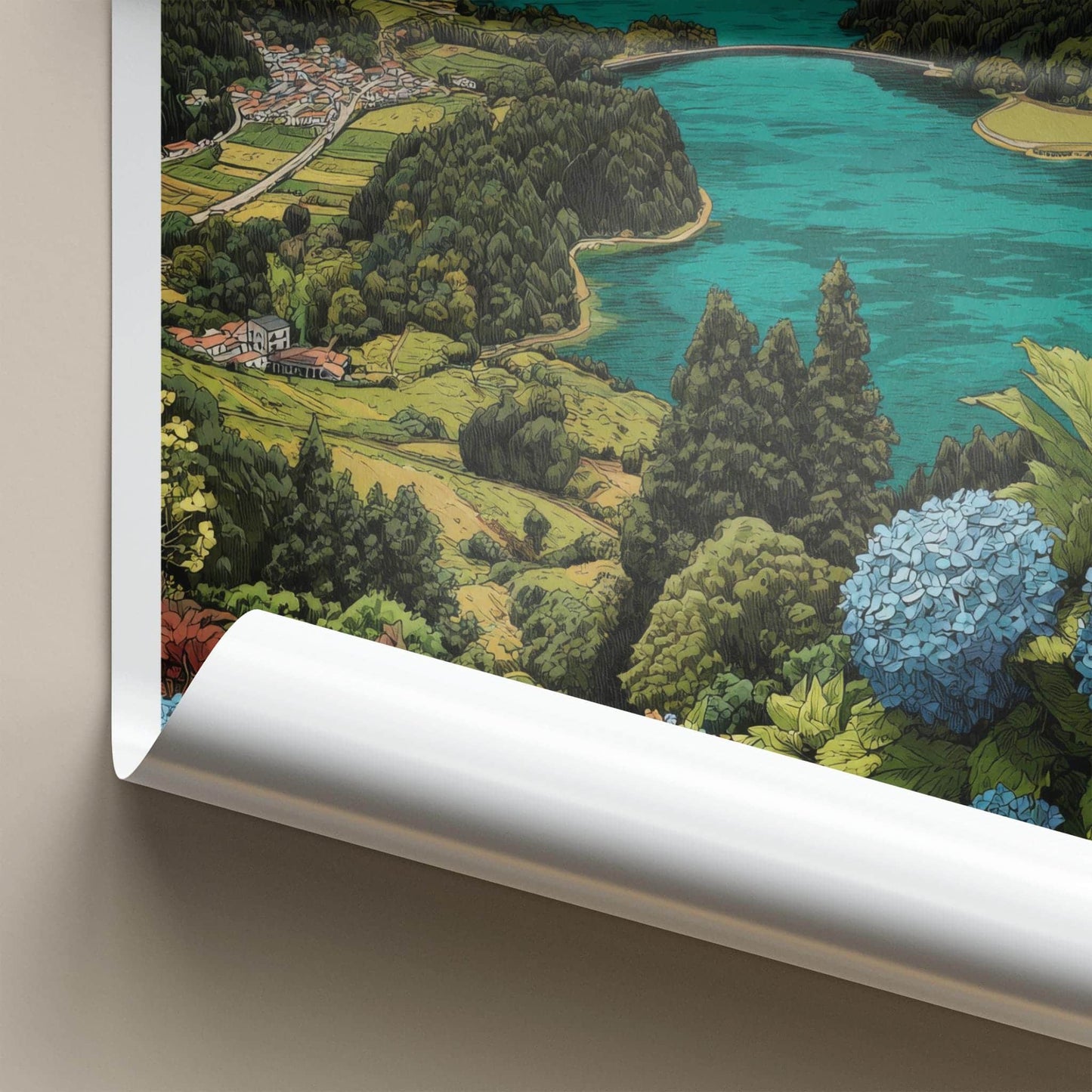 Sao Miguel Poster - Portugal Travel Art - Volcanic Lake View Home Decor