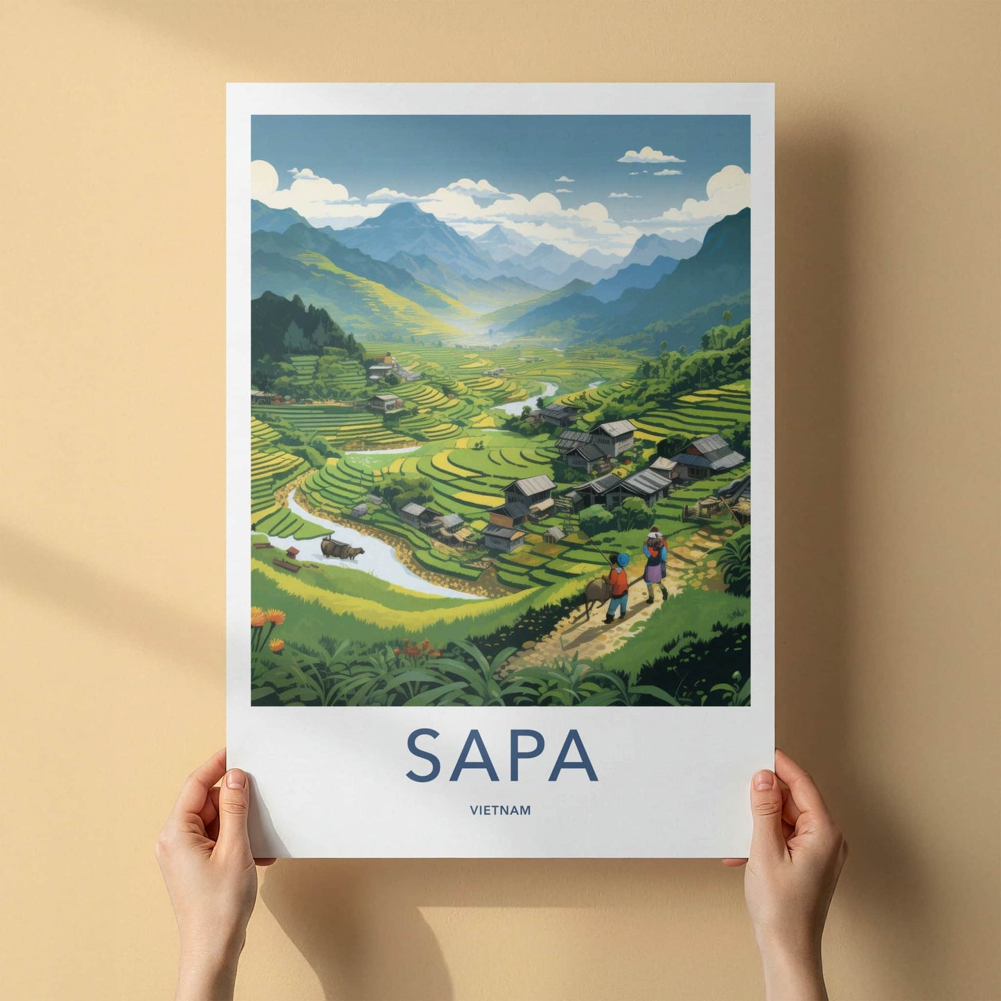 Sapa Poster - Vietnam Framed Print - Vietnamese Mountain Village Lounge Decor