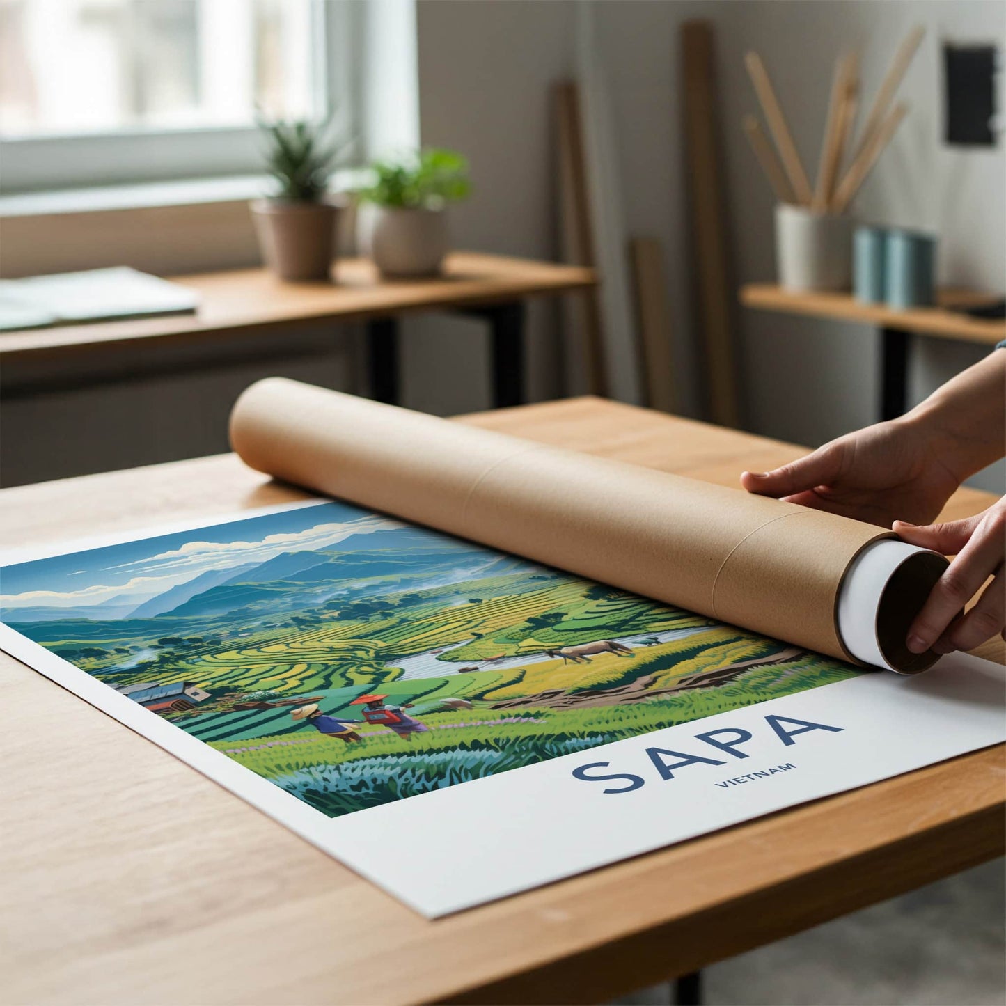 Sapa Poster - Vietnam Travel Art - Lush Rice Terraces Home Decor