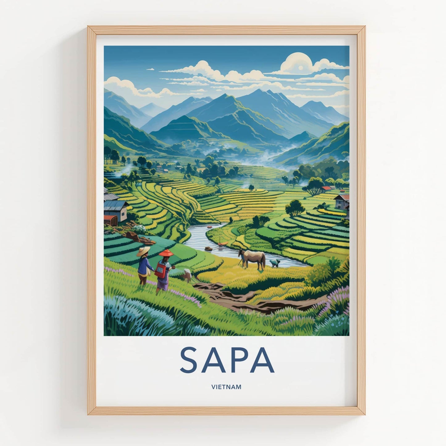Sapa Poster - Vietnam Travel Art - Lush Rice Terraces Home Decor