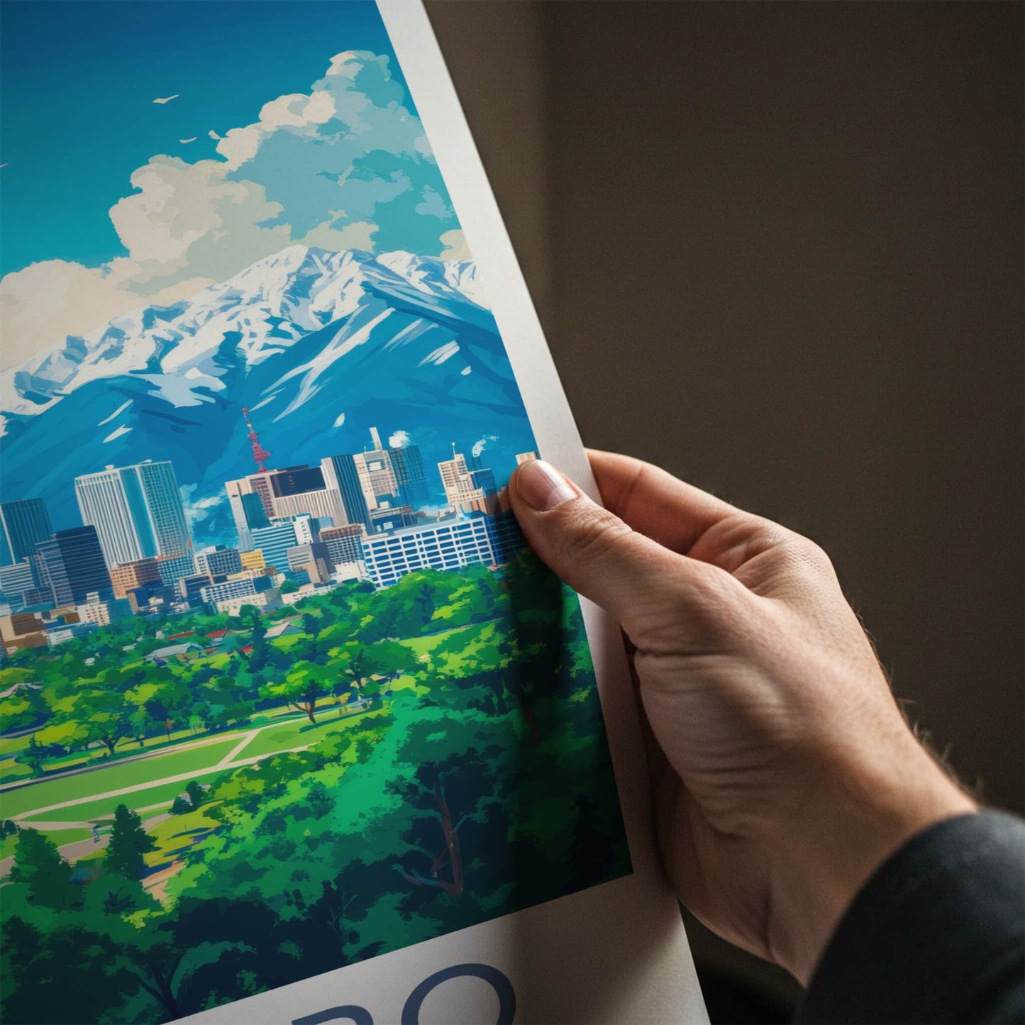 Sapporo Poster - Japan Travel Art - Tower City Mountains Home Decor