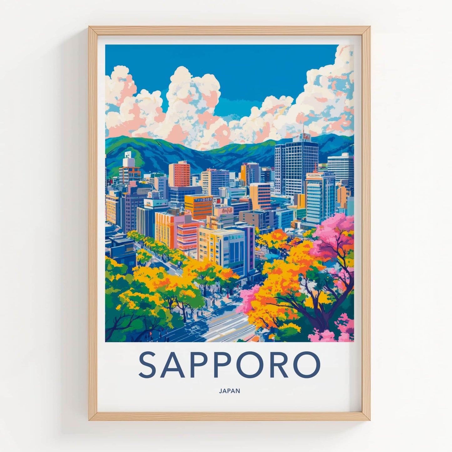 Sapporo Poster - Japan Travel Art - Vibrant City Skyline Home Decor