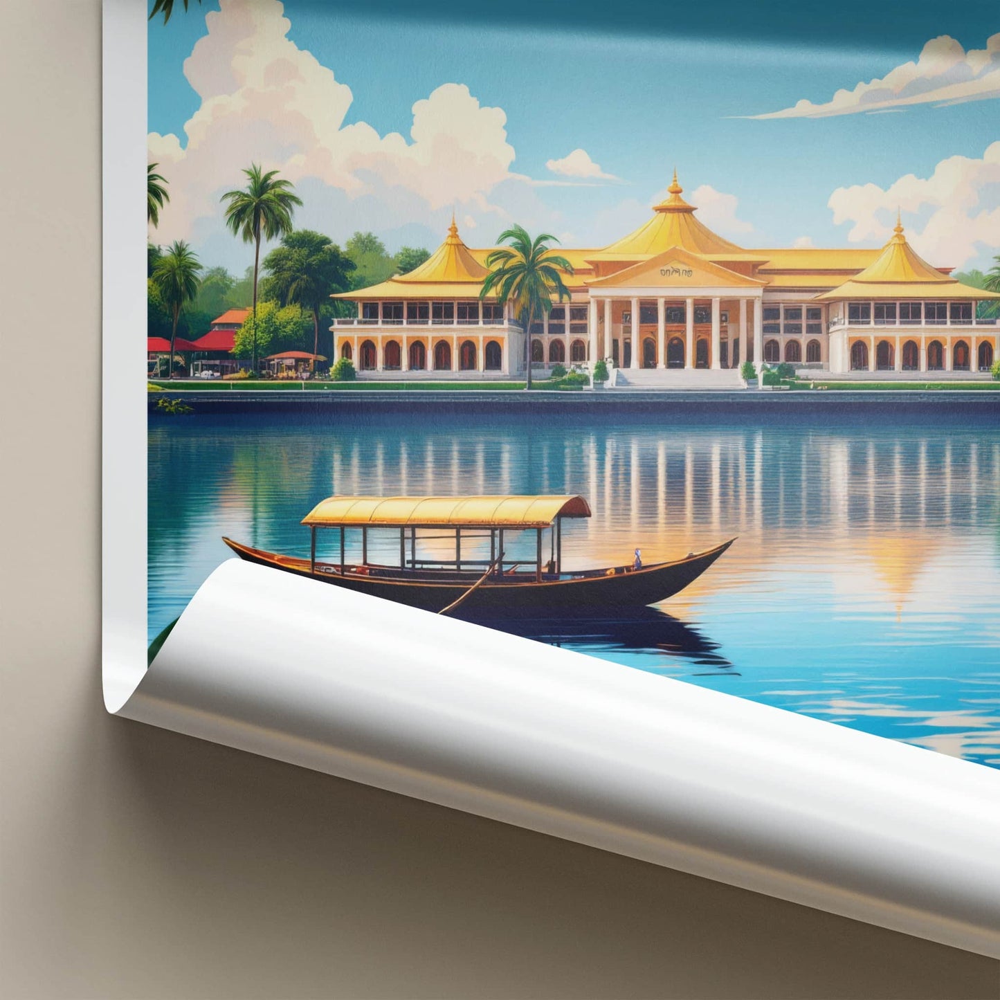 Sarawak Poster - Malaysia Travel Art - Golden Palace Boat Home Decor