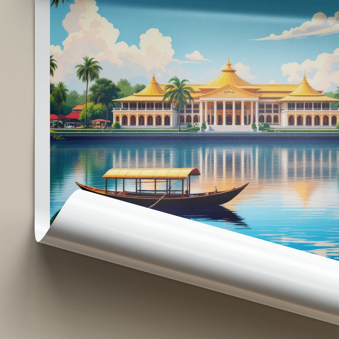 Sarawak Poster - Malaysia Travel Art - Golden Palace Boat Home Decor