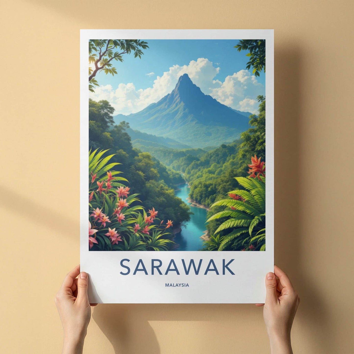 Sarawak Poster - Malaysia Travel Art - Majestic River Jungle Home Decor