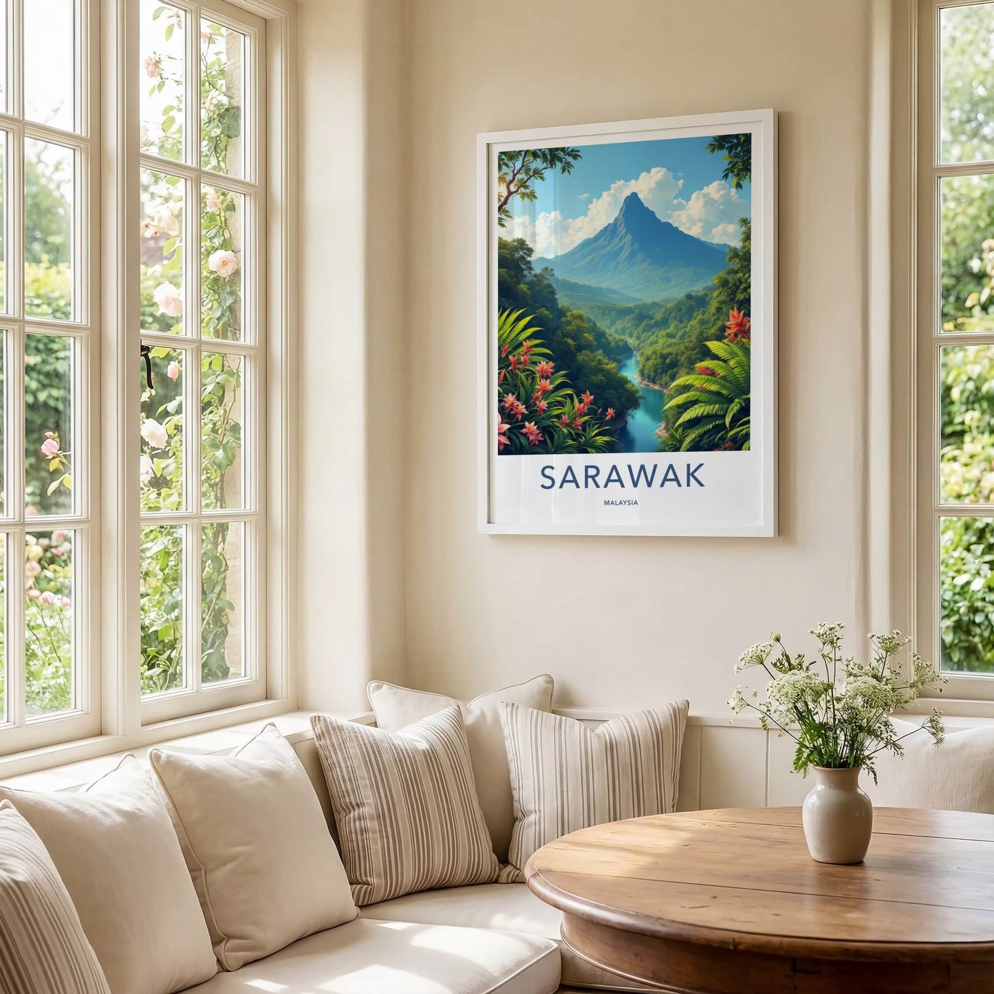 Sarawak Poster - Malaysia Travel Art - Majestic River Jungle Home Decor