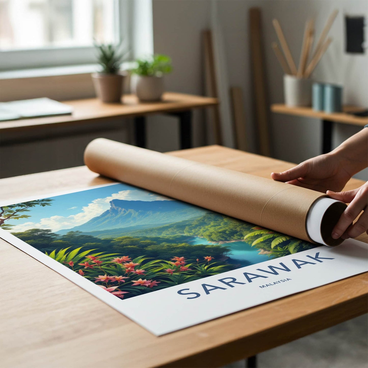 Sarawak Poster - Malaysia Travel Art - Majestic River Jungle Home Decor