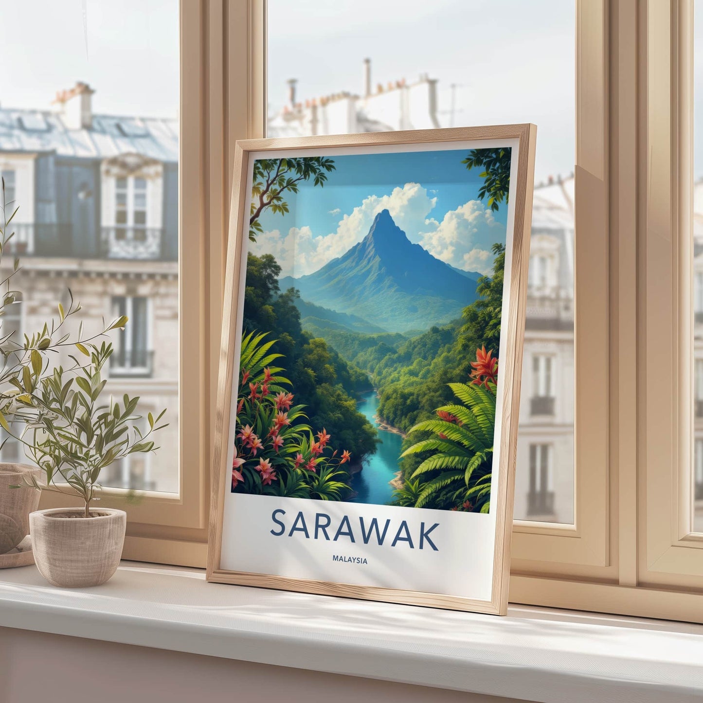 Sarawak Poster - Malaysia Travel Art - Majestic River Jungle Home Decor