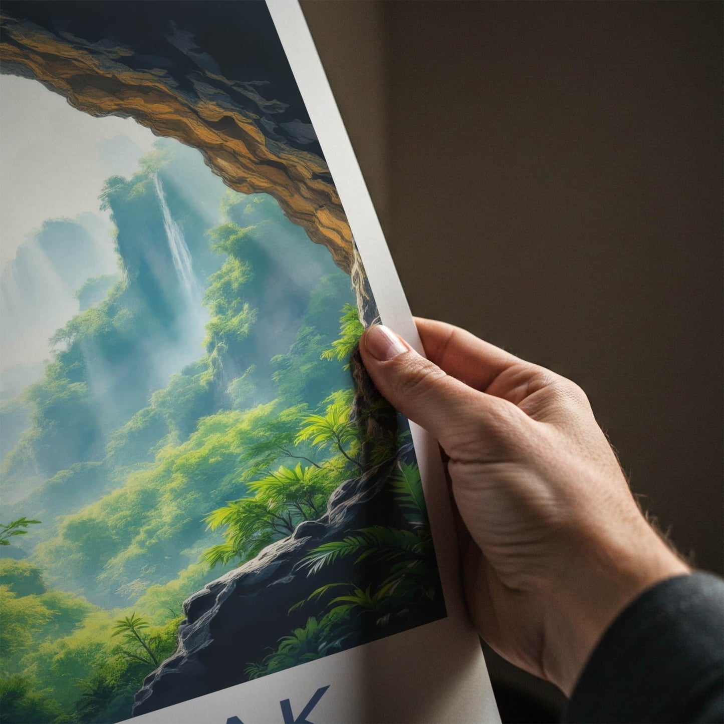 Sarawak Poster - Malaysia Travel Art - Misty Mountain Waterfalls Home Decor