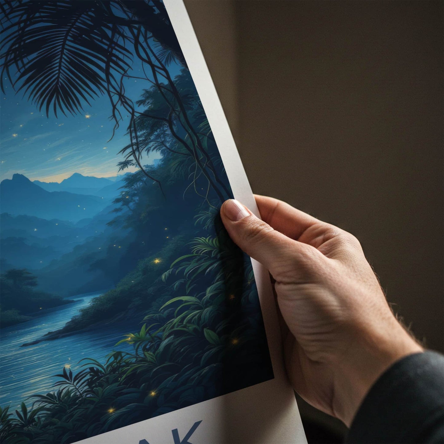 Sarawak Poster - Malaysia Travel Art - Moonlit Jungle River Home Decor