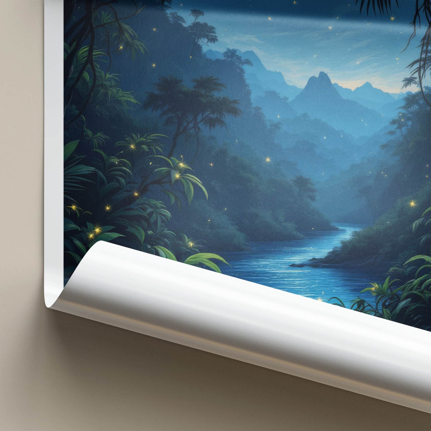 Sarawak Poster - Malaysia Travel Art - Moonlit Jungle River Home Decor