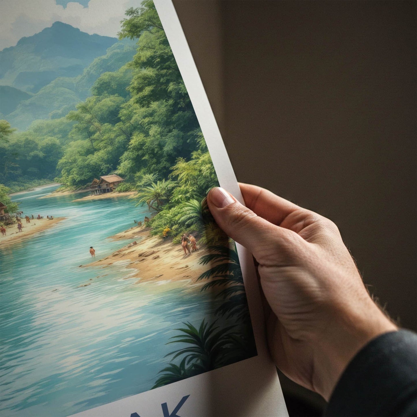 Sarawak Poster - Malaysia Travel Art - Tropical River Village Home Decor