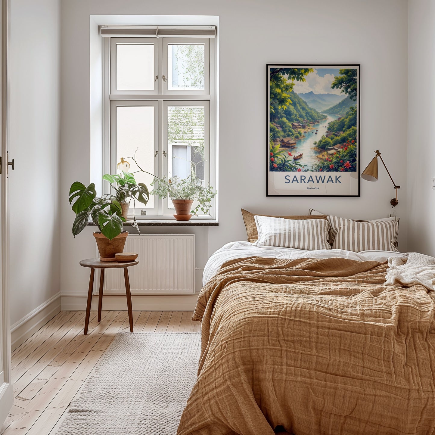 Sarawak Poster - Malaysia Travel Print - Lush River Village Lounge Decor