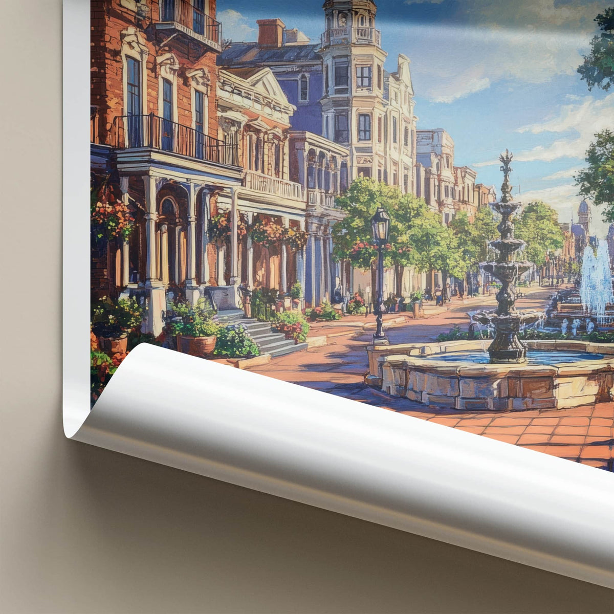 Savannah Poster - Georgia Travel Art - Historic City Fountains Home Decor