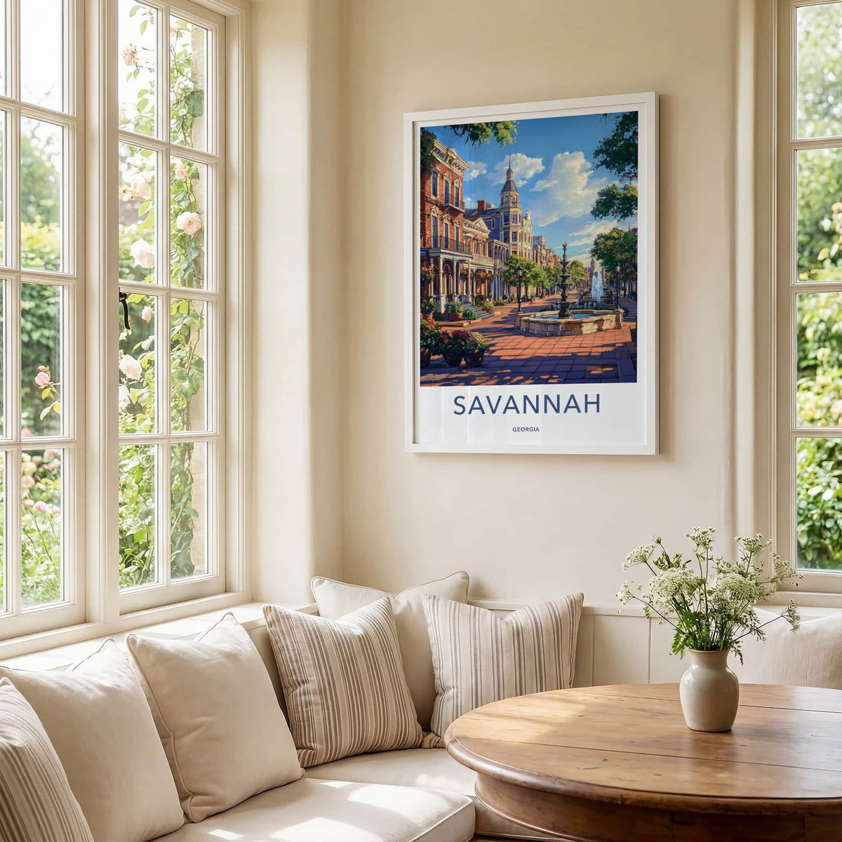 Savannah Poster - Georgia Travel Art - Historic City Fountains Home Decor