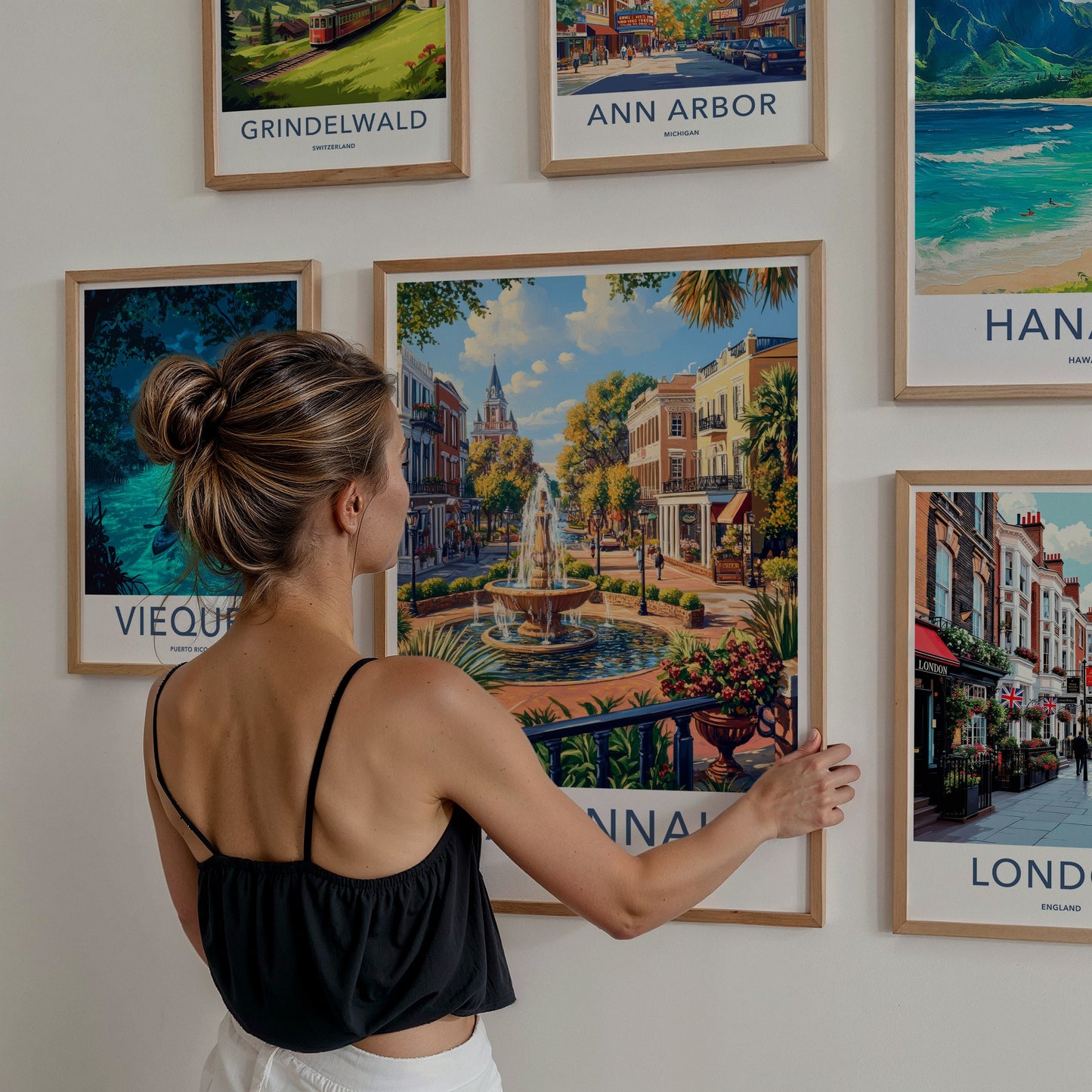 Savannah Poster - Georgia Travel Art - Historic Fountain Street Home Decor