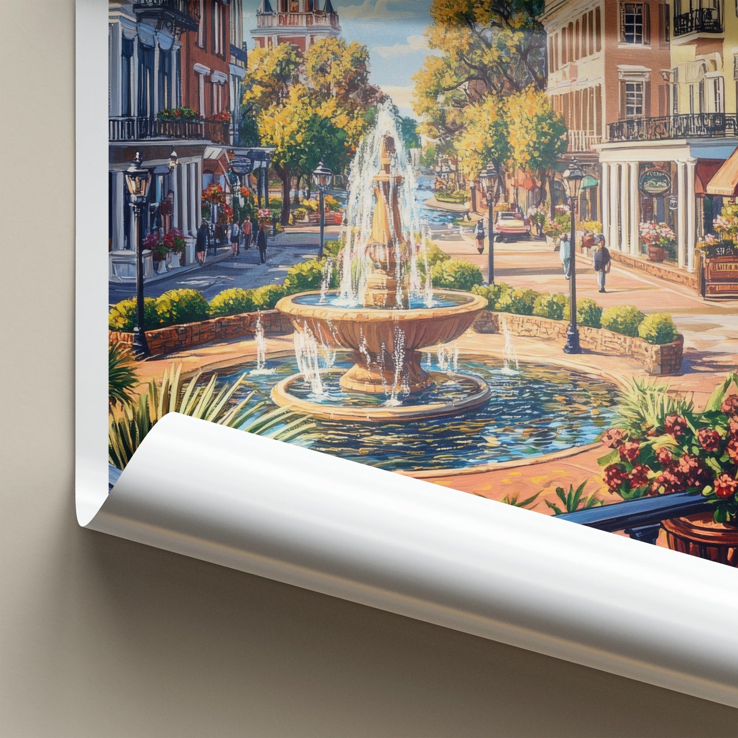 Savannah Poster - Georgia Travel Art - Historic Fountain Street Home Decor