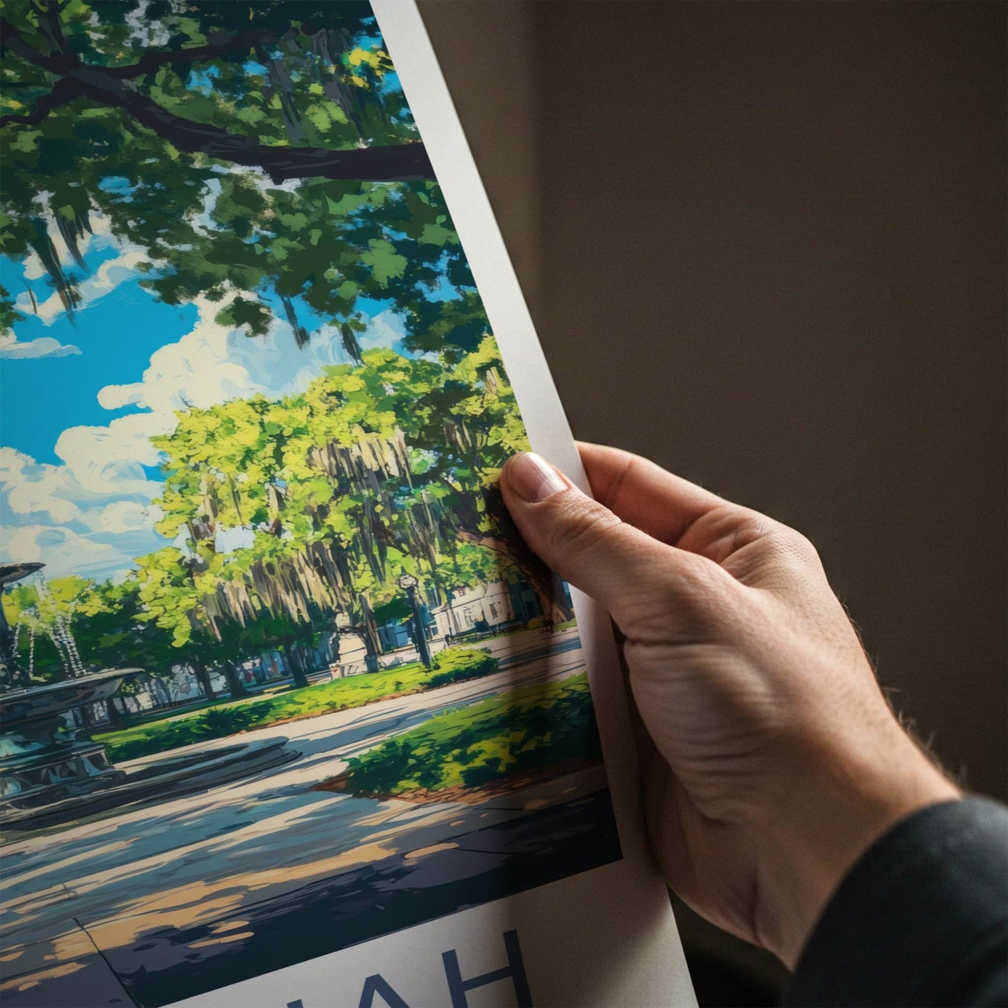 Savannah Poster - Georgia Travel Art - Historic Park Fountain Wall Decor
