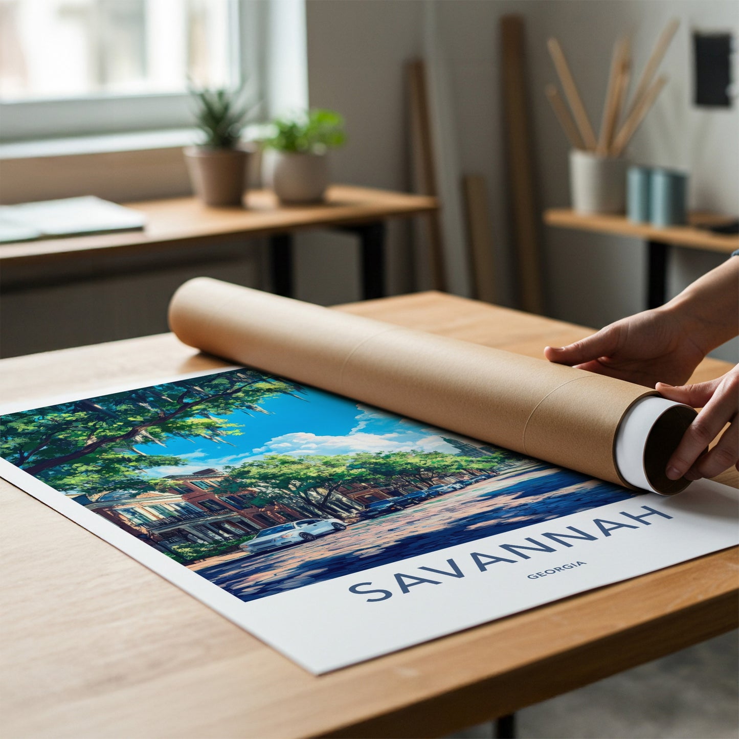 Savannah Poster - Georgia Travel Art - Mossy Street Spire Home Decor