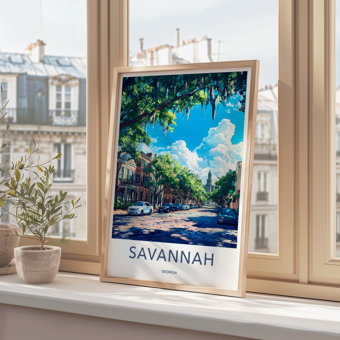 Savannah Poster - Georgia Travel Art - Mossy Street Spire Home Decor