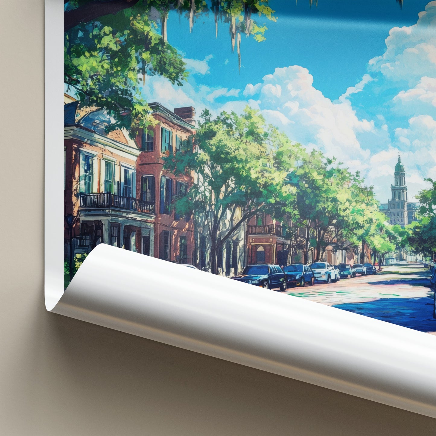 Savannah Poster - Georgia Travel Art - Mossy Street Spire Home Decor