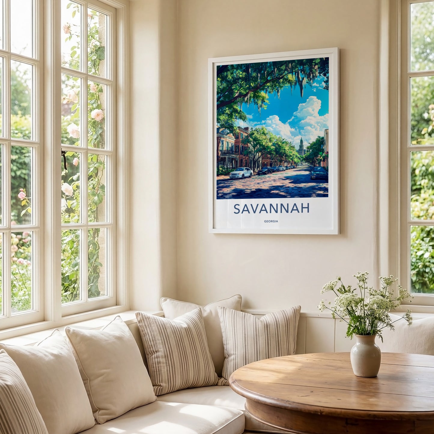 Savannah Poster - Georgia Travel Art - Mossy Street Spire Home Decor