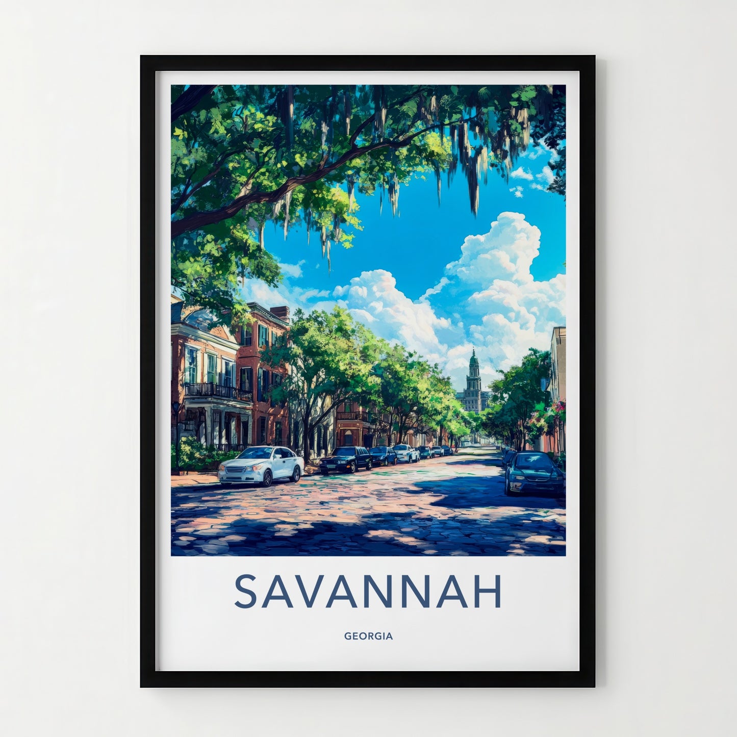 Savannah Poster - Georgia Travel Art - Mossy Street Spire Home Decor