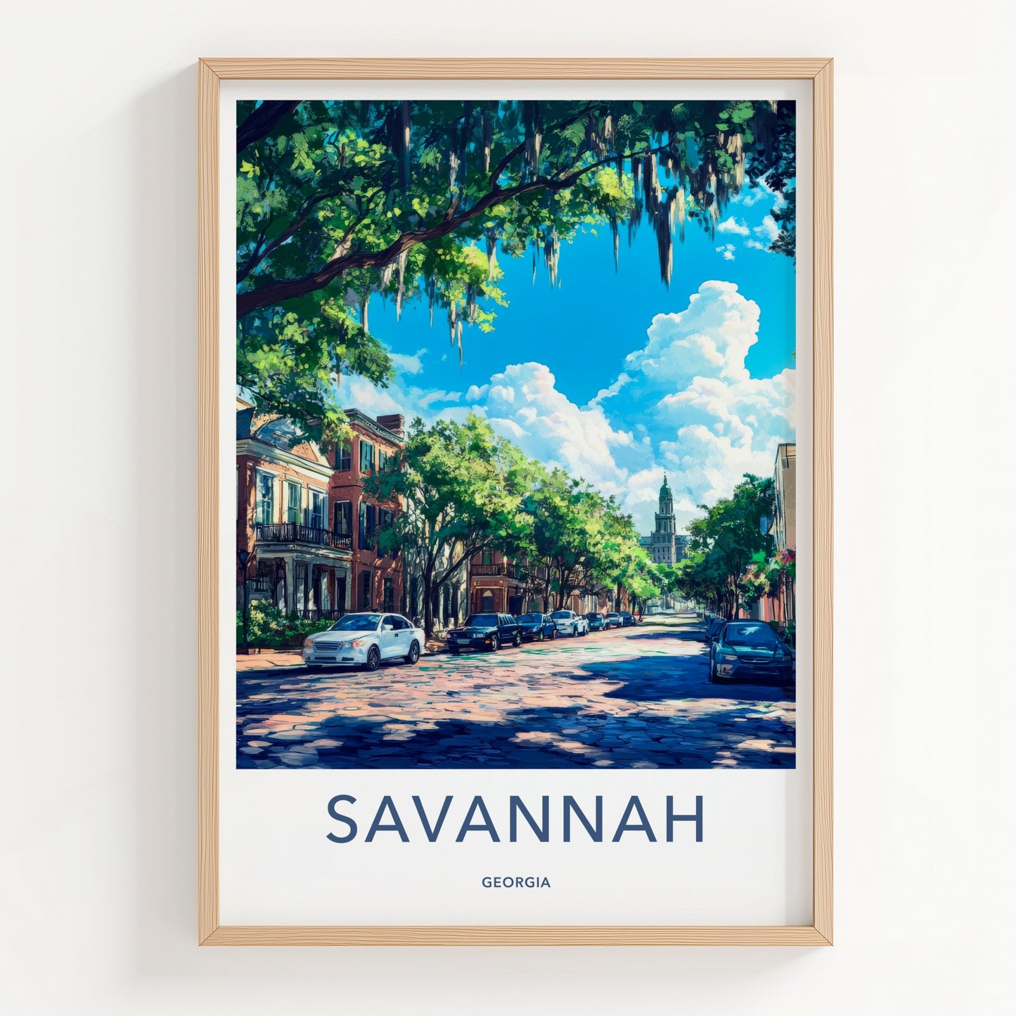 Savannah Poster - Georgia Travel Art - Mossy Street Spire Home Decor