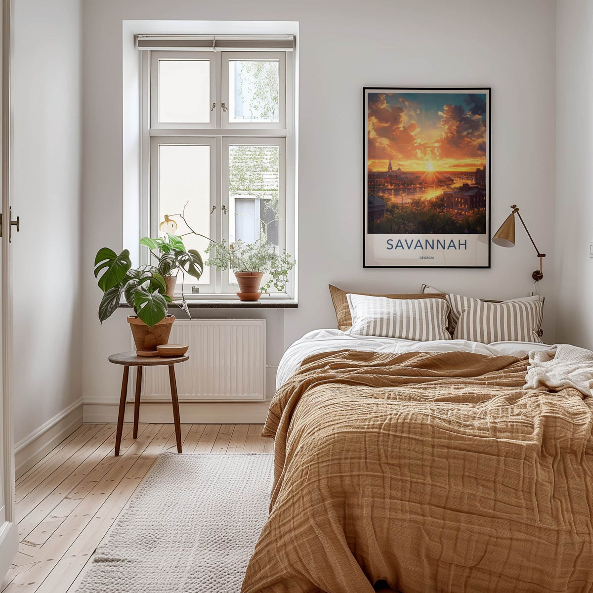 Savannah Poster - Georgia Travel Art - Radiant River Cityscape Home Decor
