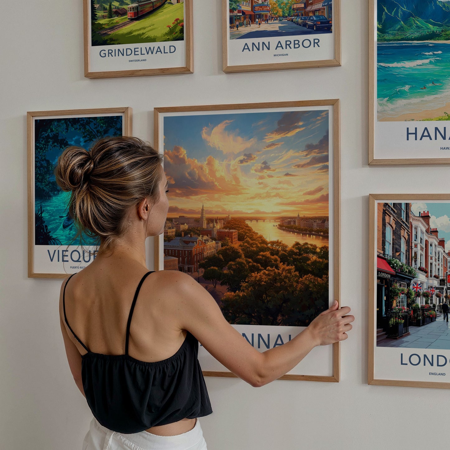 Savannah Poster - Georgia Travel Art - Riverfront Sunset Glow Home Decor