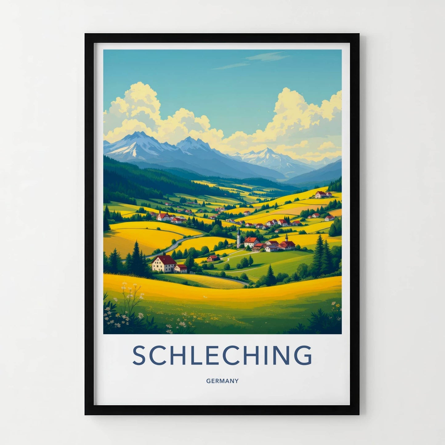 Schleching Poster - Germany Travel Print - Vibrant Valley Landscape Gallery Art