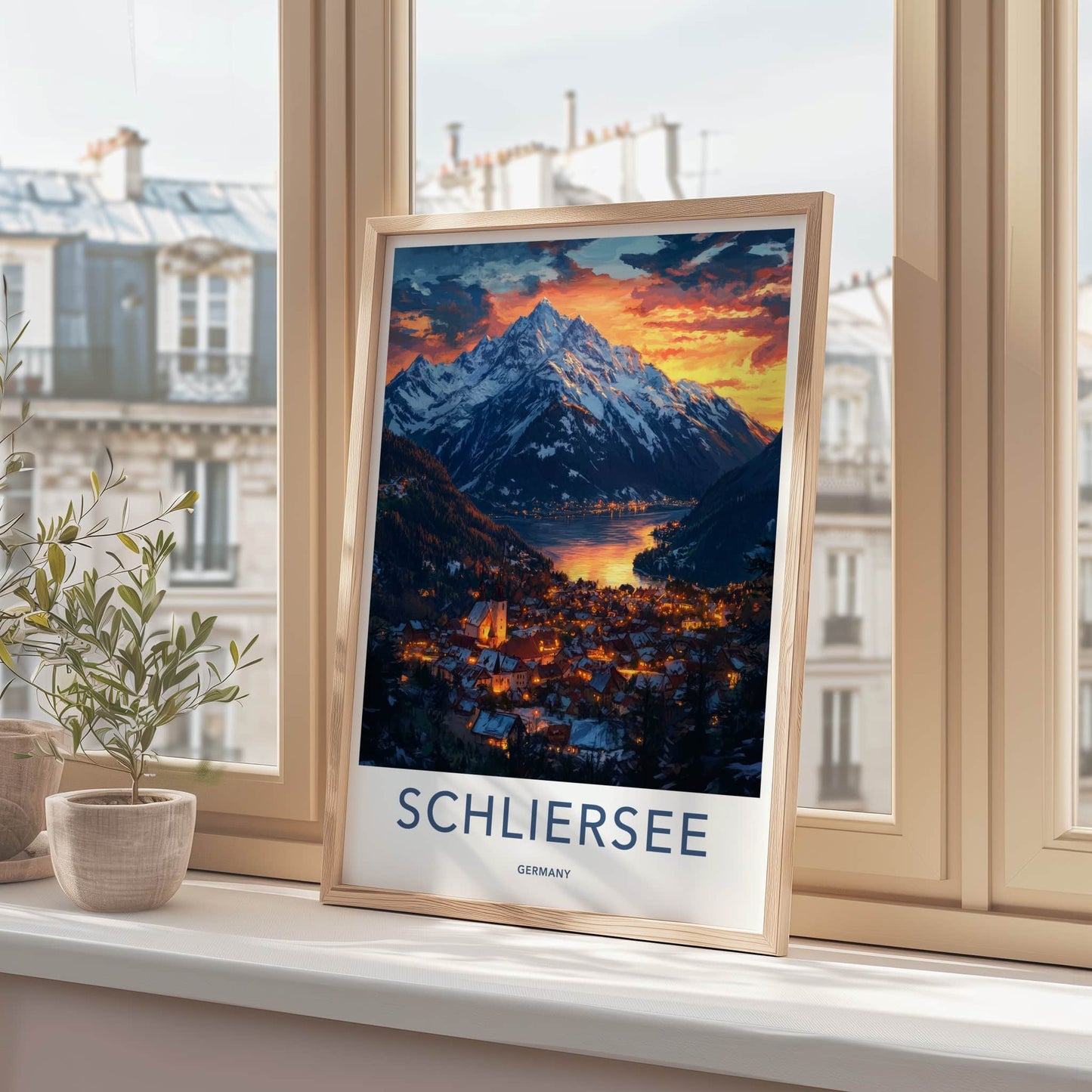 Schliersee Poster - Germany Travel Art - Lake Town Sunset Home Decor