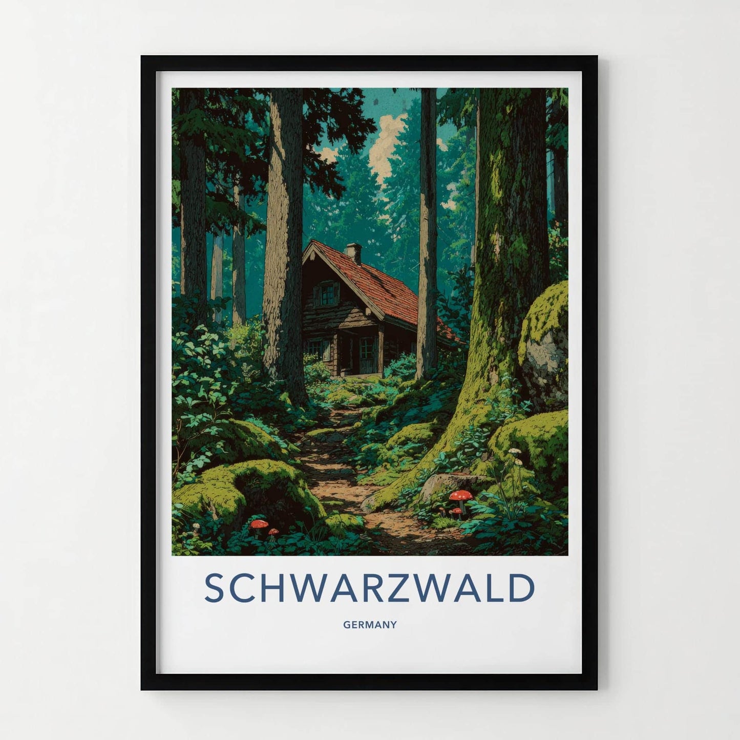 Schwarzwald Poster - Germany Travel Art - Secluded Cabin Trail Home Decor